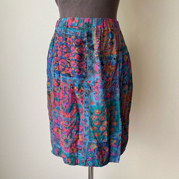 Karen Kane sz 8 Vintage 90s abstract faux wrap skirt - Picture 1 of 6